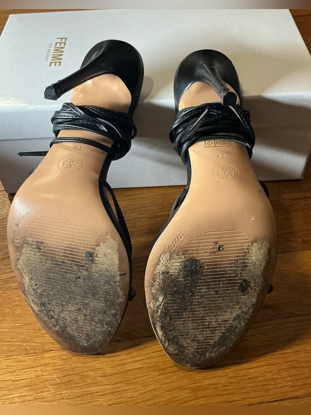 FEMME LA Black Strappy Heel Sandals - Women - Picture 15 of 15